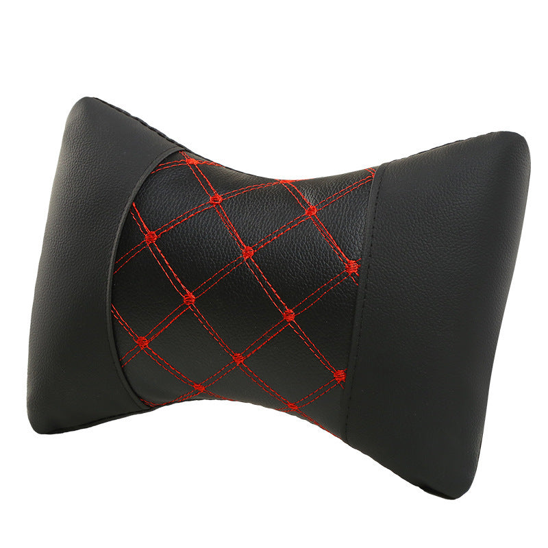 Leather Quilted Car Headrest – Cervical Neck Support Pillow for Ultimate Comfort