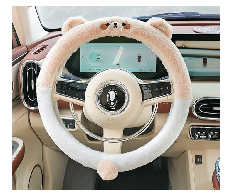 All-Season Plush Cartoon Steering Wheel Cover – Thermal Comfort