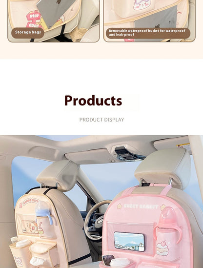 Car Seat Back Storage Bag – Rear Seat Anti-Kick Cushion & Anti-Dirt Mat