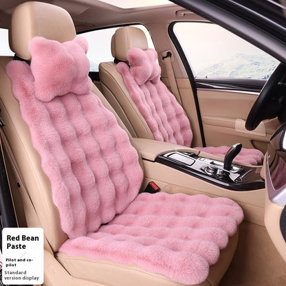 Bubble Velvet Winter Car Cushion Set – (6-Piece Set) Thickened Plush Seat Covers for Driver & Passenger