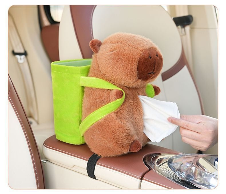 Capybara Plush Tissue Box – Adorable Car Seat Back Organizer