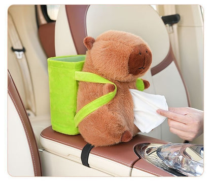 Capybara Plush Tissue Box – Adorable Car Seat Back Organizer