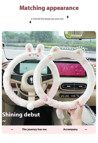 All-Season Plush Cartoon Steering Wheel Cover – Thermal Comfort