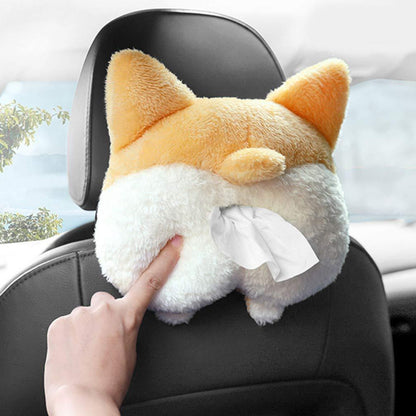 Corgi Butt Plush Tissue Box Cover – Cute & Soft Hanging Storage for Car