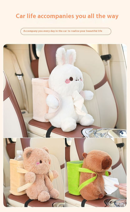 Capybara Plush Tissue Box – Adorable Car Seat Back Organizer