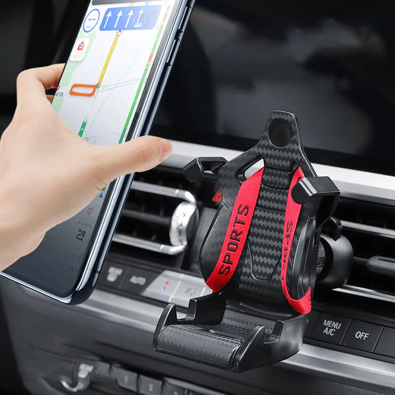 Racing Seat Car Phone Holder – 360° Rotatable Air Vent Clip for Auto Interior