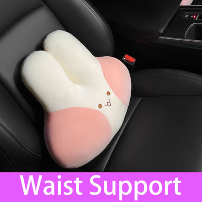 Rabbit Car Headrest Pillow – Cute Cartoon Soft & Comfy Interior Accessory