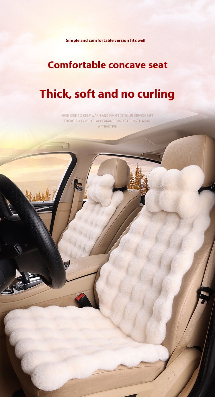 Bubble Velvet Winter Car Cushion Set – (6-Piece Set) Thickened Plush Seat Covers for Driver & Passenger