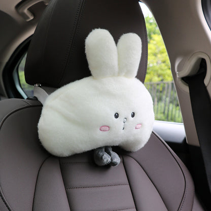 Cute little white rabbit car seat pillow