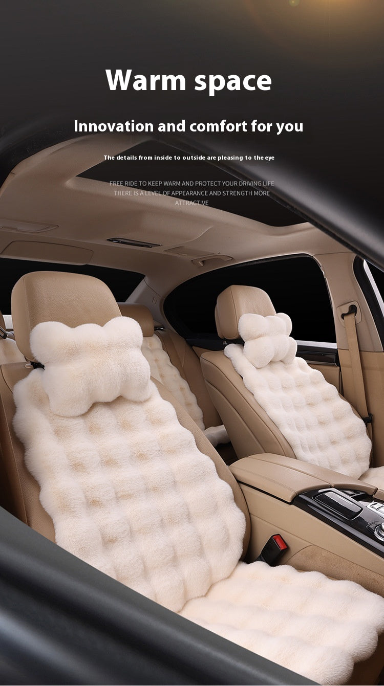 Bubble Velvet Winter Car Cushion Set – (6-Piece Set) Thickened Plush Seat Covers for Driver & Passenger