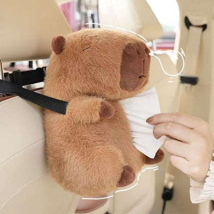 Capybara Plush Tissue Box – Adorable Car Seat Back Organizer