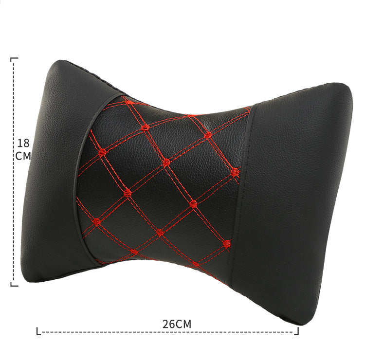 Leather Quilted Car Headrest – Cervical Neck Support Pillow for Ultimate Comfort