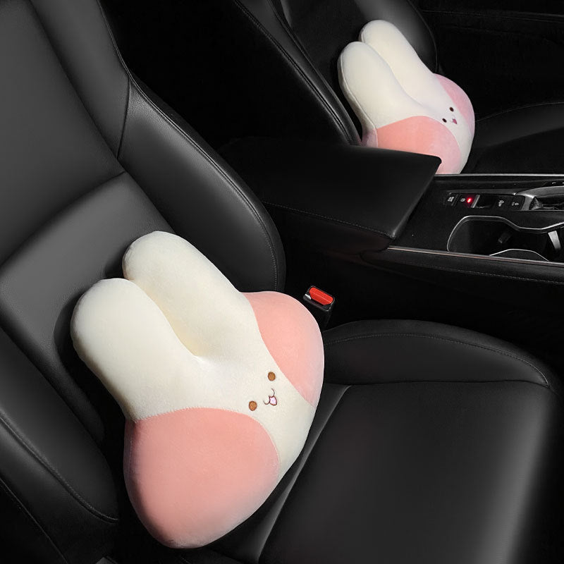 Rabbit Car Headrest Pillow – Cute Cartoon Soft & Comfy Interior Accessory