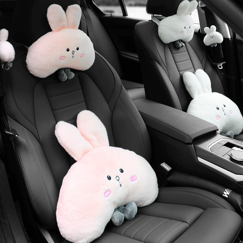 Cute little white rabbit car seat pillow