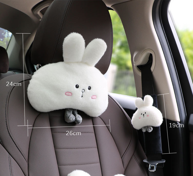 Cute little white rabbit car seat pillow