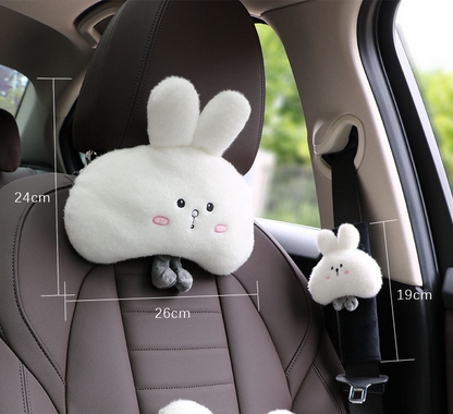 Cute little white rabbit car seat pillow