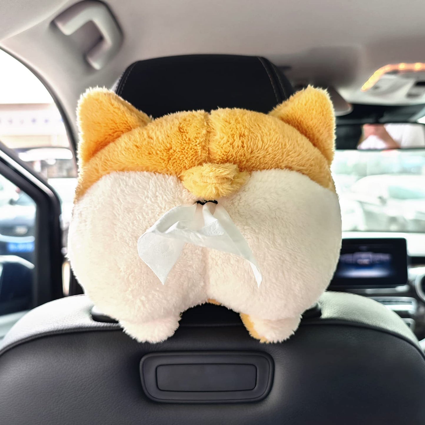 Corgi Butt Plush Tissue Box Cover – Cute & Soft Hanging Storage for Car