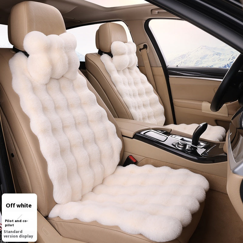 Bubble Velvet Winter Car Cushion Set – (6-Piece Set) Thickened Plush Seat Covers for Driver & Passenger