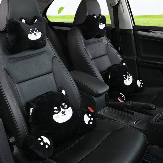 Cute Cartoon Car Lumbar & Headrest Pillow Set – Comfortable Auto Seat Support