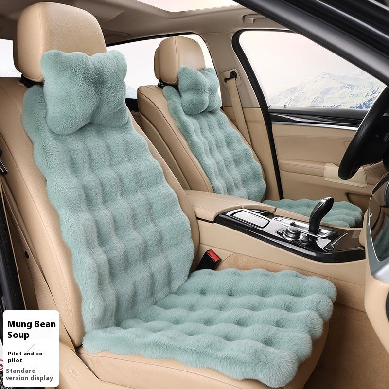 Bubble Velvet Winter Car Cushion Set – (6-Piece Set) Thickened Plush Seat Covers for Driver & Passenger