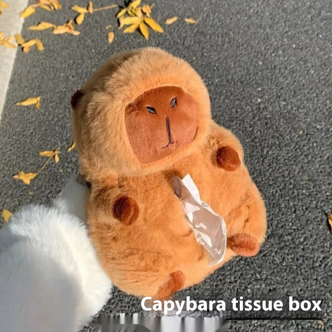 Capybara Plush Tissue Box – Adorable Car Seat Back Organizer