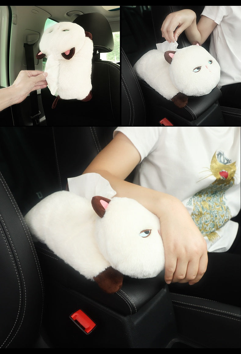 Cartoon Cute Tissue Box With Armrests In Car