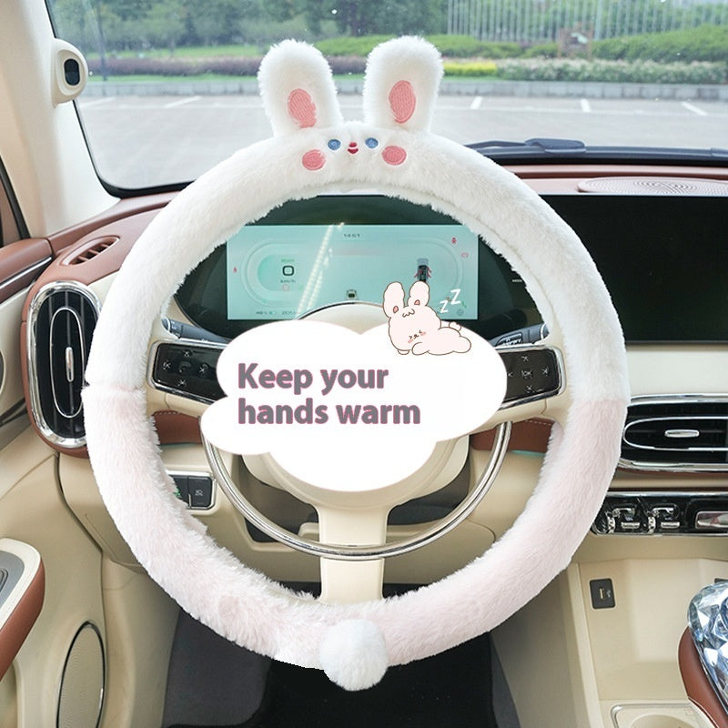 All-Season Plush Cartoon Steering Wheel Cover – Thermal Comfort