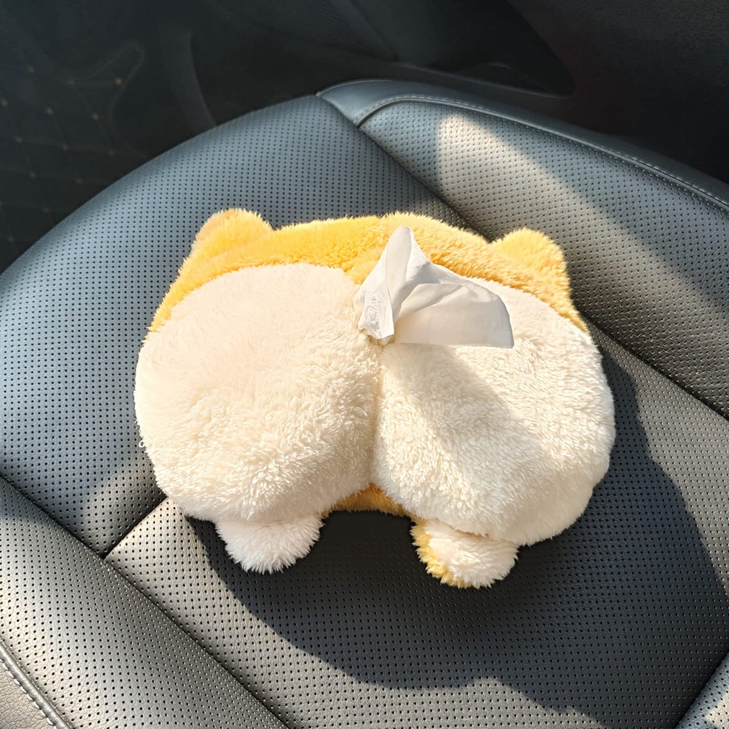 Corgi Butt Plush Tissue Box Cover – Cute & Soft Hanging Storage for Car