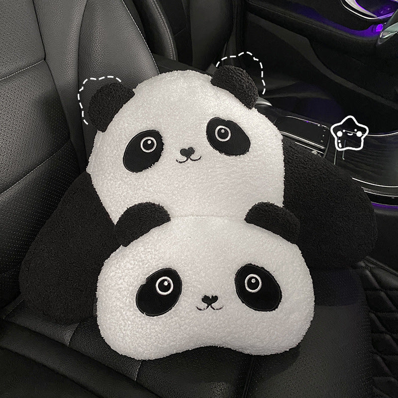 Panda Headrest & Lumbar Support Pillow – Flannelette Neck & Back Cushion