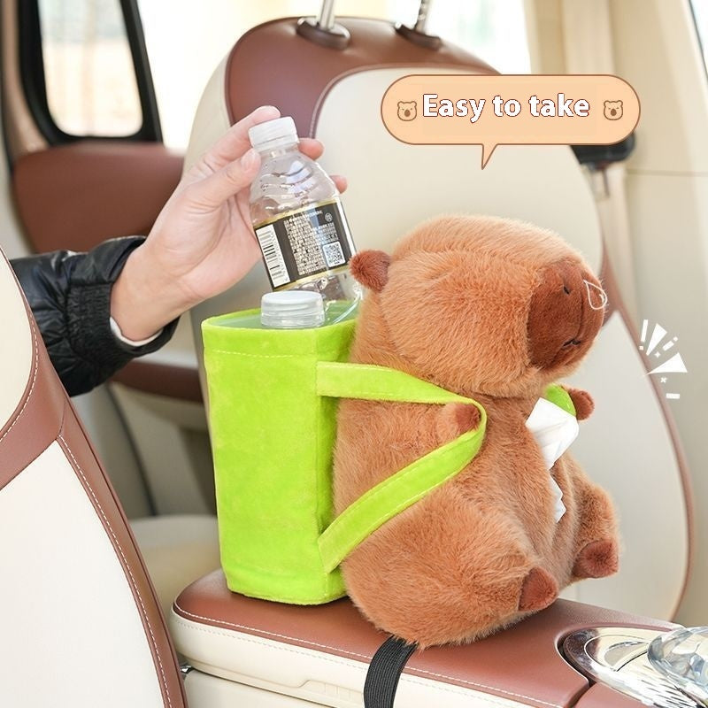 Capybara Plush Tissue Box – Adorable Car Seat Back Organizer