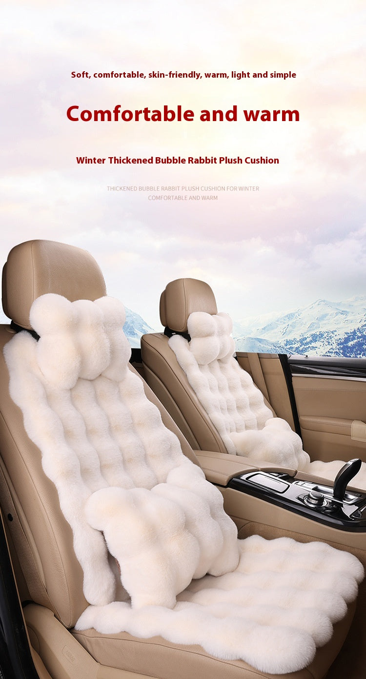 Bubble Velvet Winter Car Cushion Set – (6-Piece Set) Thickened Plush Seat Covers for Driver & Passenger