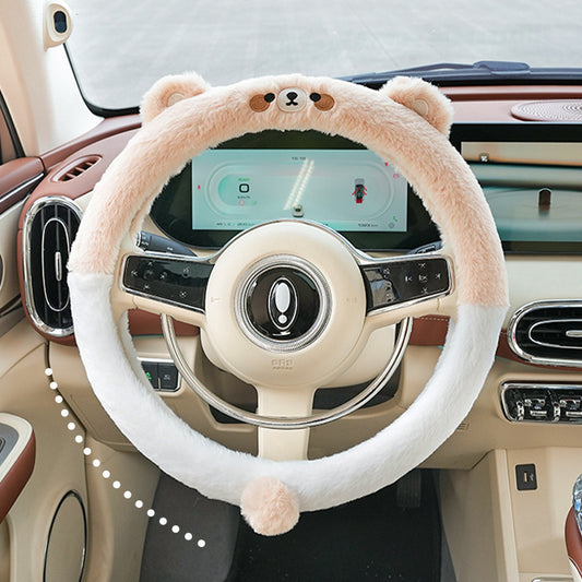 All-Season Plush Cartoon Steering Wheel Cover – Thermal Comfort