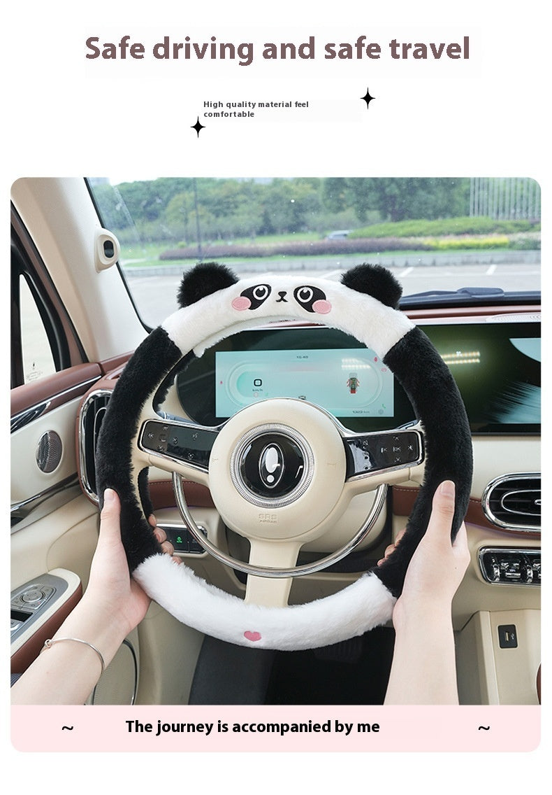 All-Season Plush Cartoon Steering Wheel Cover – Thermal Comfort