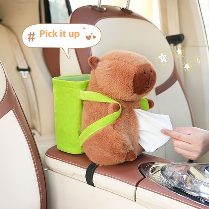 Capybara Plush Tissue Box – Adorable Car Seat Back Organizer